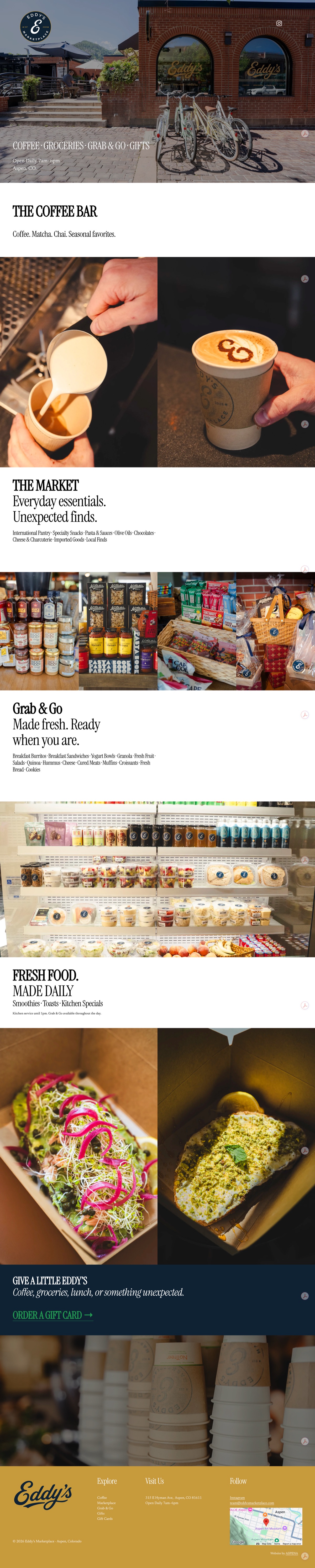 Sitio web de Eddy’s Marketplace después del rediseño de ASPENA, página completa